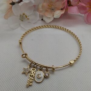Dream adjustable bracelet. 14k flash gold plated. Charms. Nwot